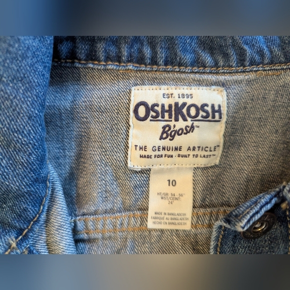 OshKosh B'gosh Medium Stone Wash Blue Denim Jean Jacket Pockets Girls Size 10 - Picture 4 of 9